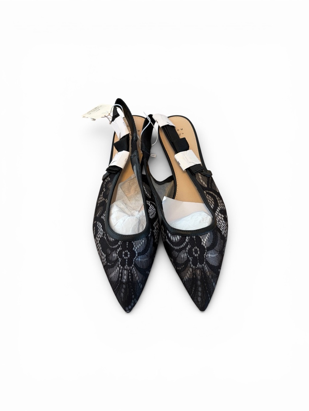 a new day Black Lace Pointed Toe Slingback Flats